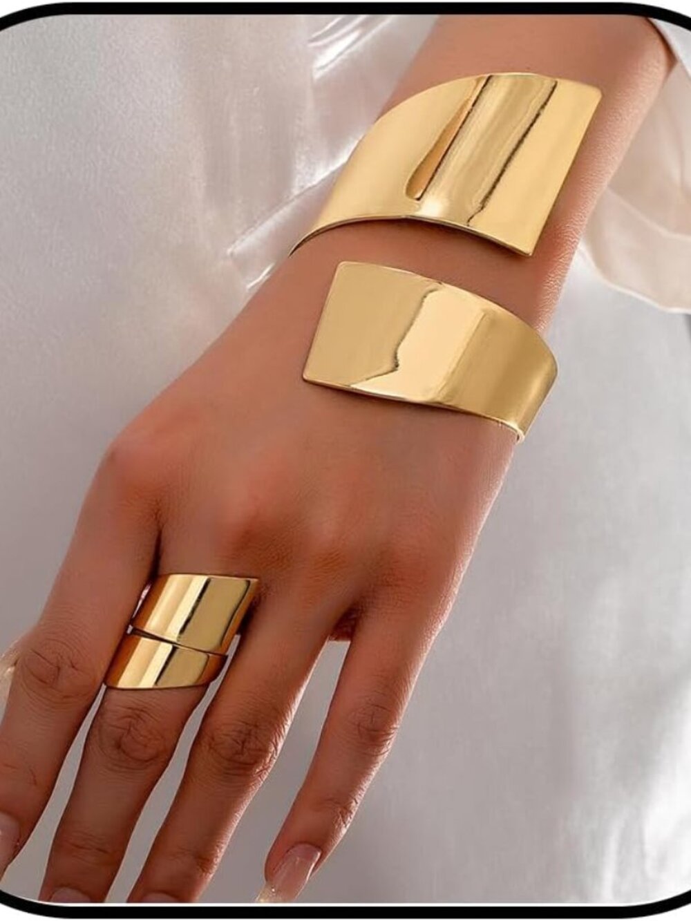 Gold Jewelry Sets for Women Bangle Ring Set Chunky Bangle Bracelet And Ring Stat